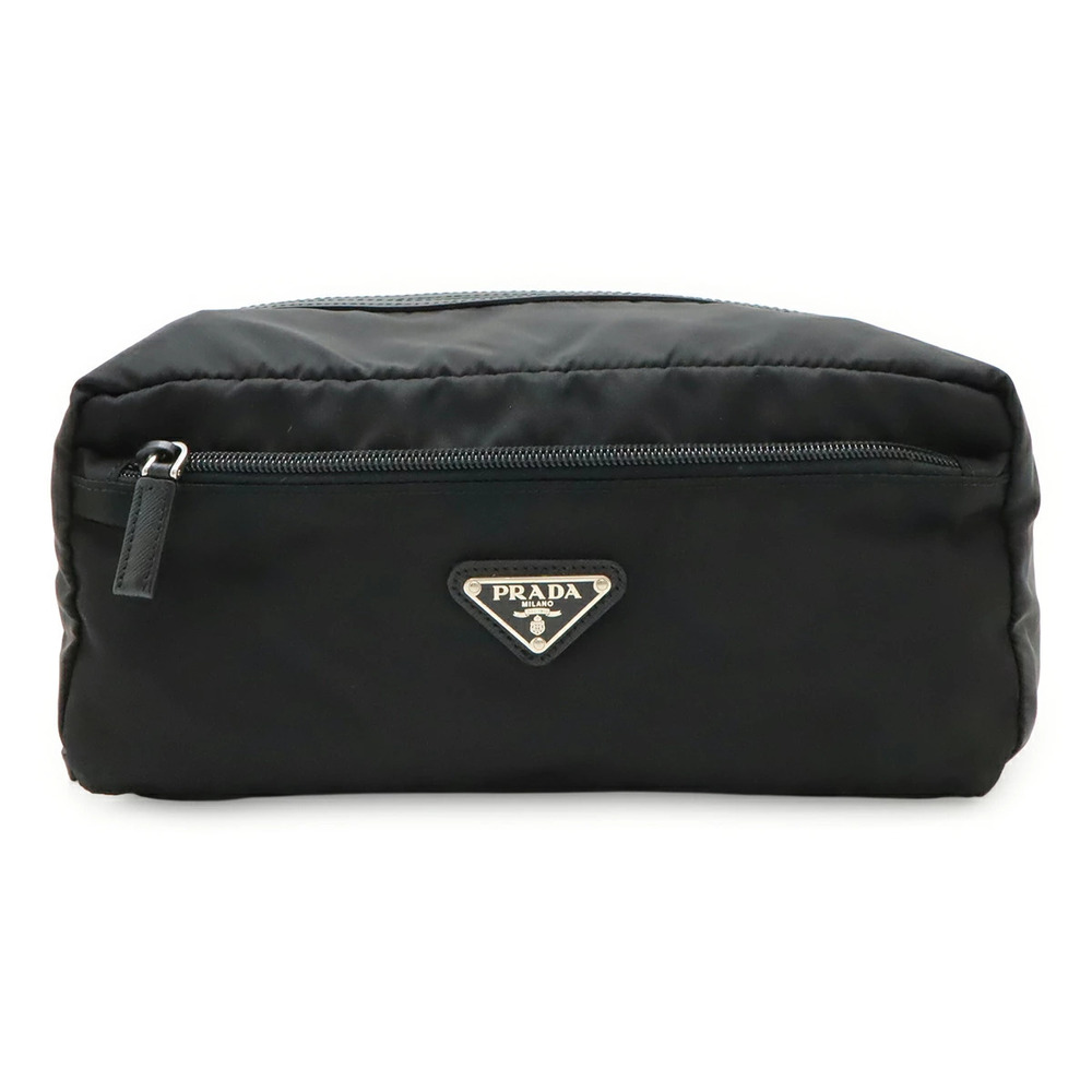 Prada Triangle Shoulder Bag Travel Pouch Clutch Multi Pouch Clutch NERO Black